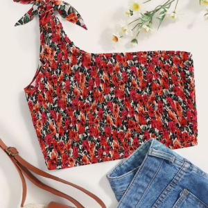 Floral print one-shoulder top
